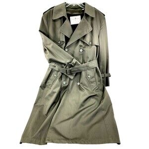 Towne London Fog OverCoat Trench Lined Double Breast Khaki Green 38 40 S
